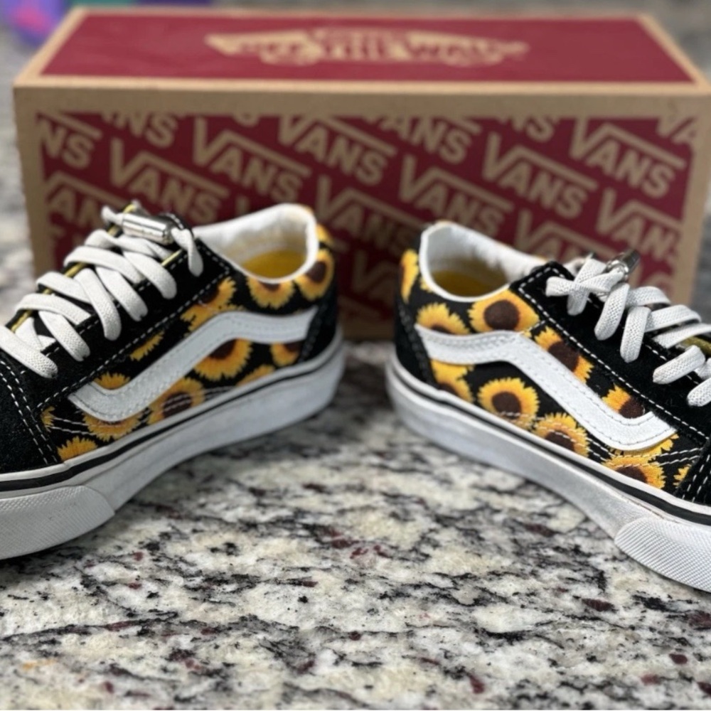 Vans toddler Black and Sunflower Sneakers